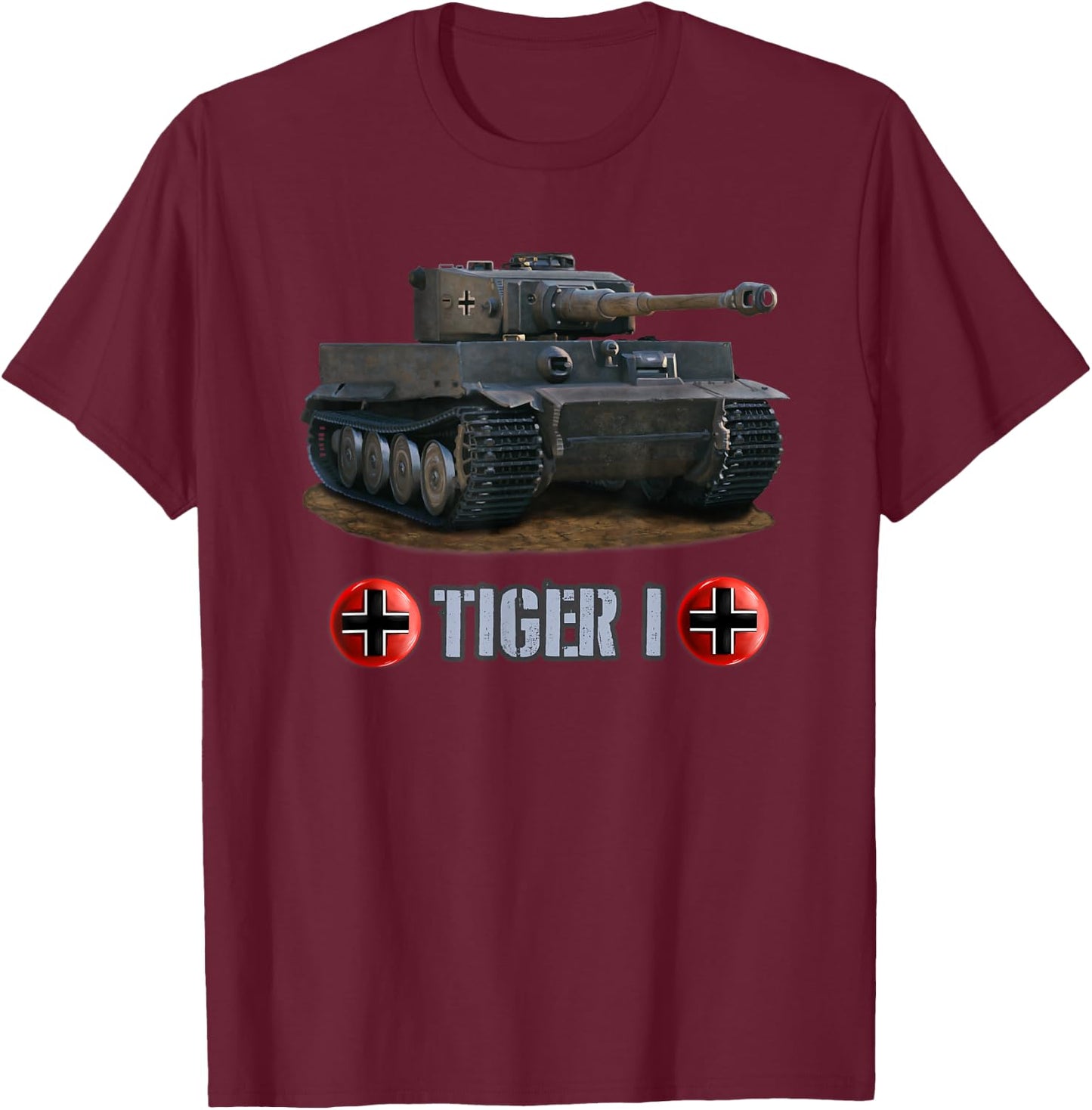 Vintage World War 2 German Tank Tiger I (1) gift T-Shirt - T-Shirt | Maroon