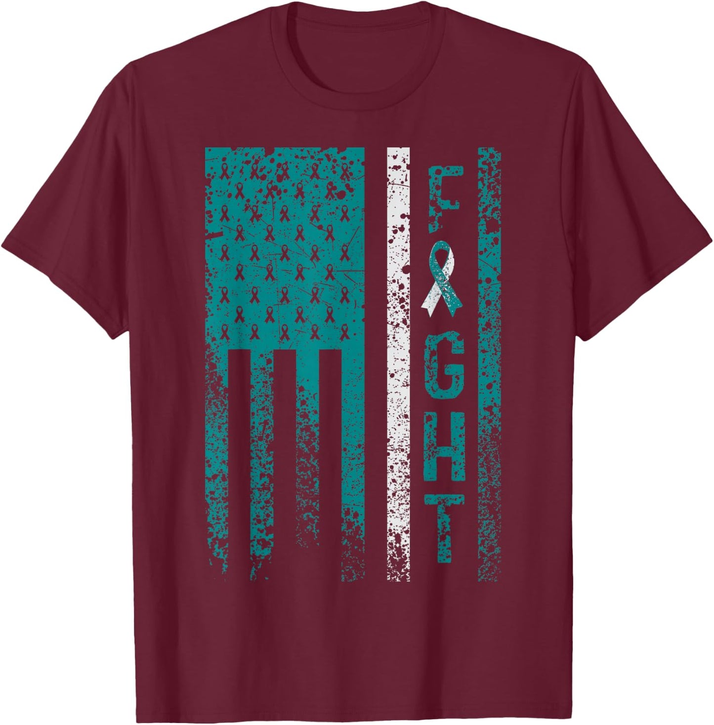 Cervical Cancer Awareness by Cervical Cancer Awareness Products - Adult Black Short Sleeve - Size Small T-Shirt - T-Shirt | Maroon