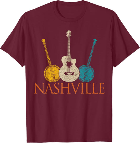 Nashville Tennessee Vintage Country Music City Souvenir T-Shirt - T-Shirt | Maroon