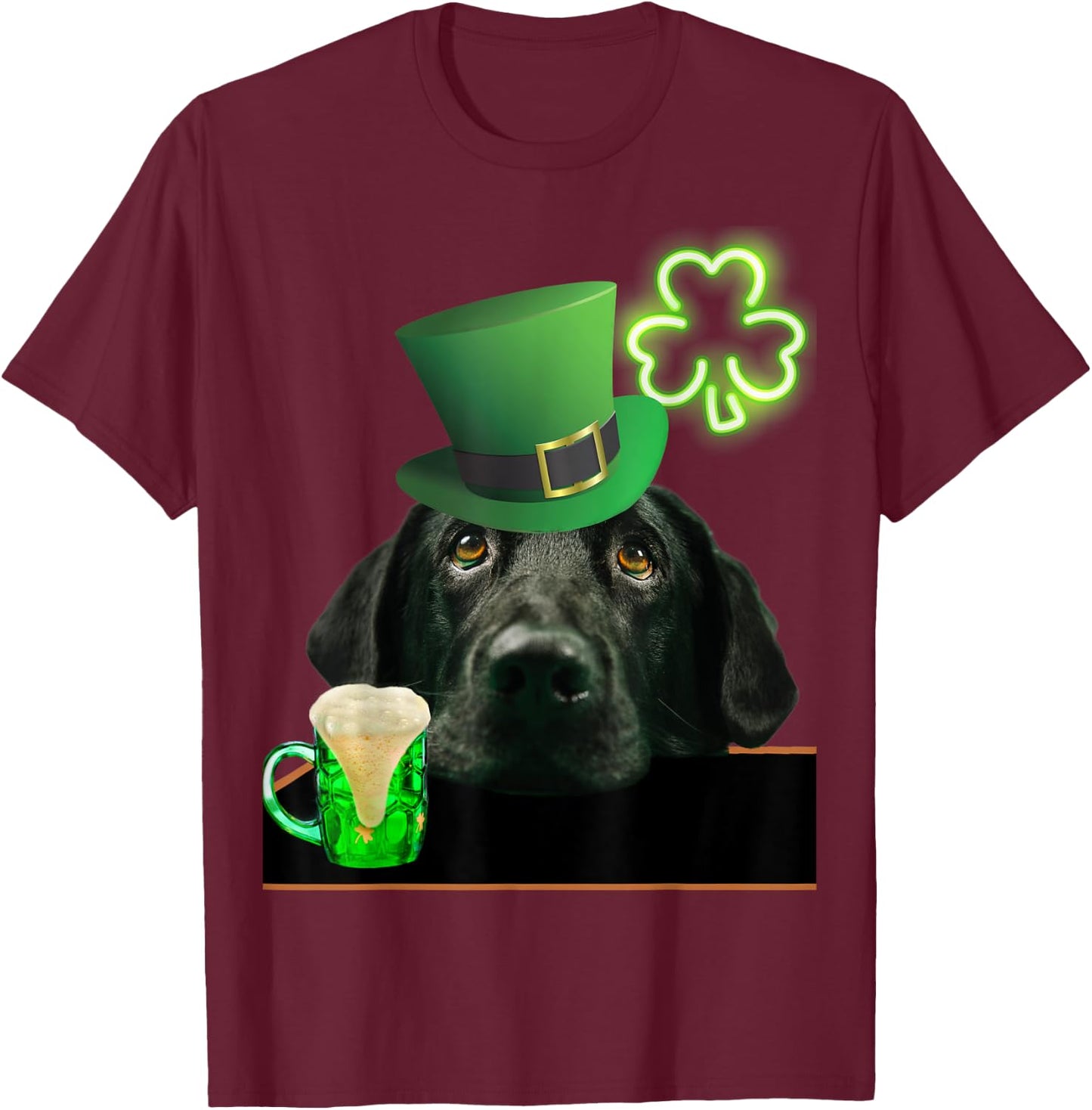 Black Lab Shirt Shamrock Irish Dog Picture St Patricks Women T-Shirt - T-Shirt | Maroon
