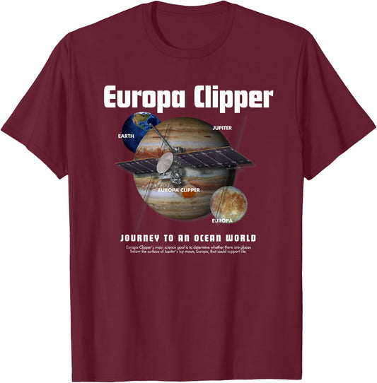 Europa Clipper Space Program Retro 2024 T-Shirt - T-Shirt | Maroon