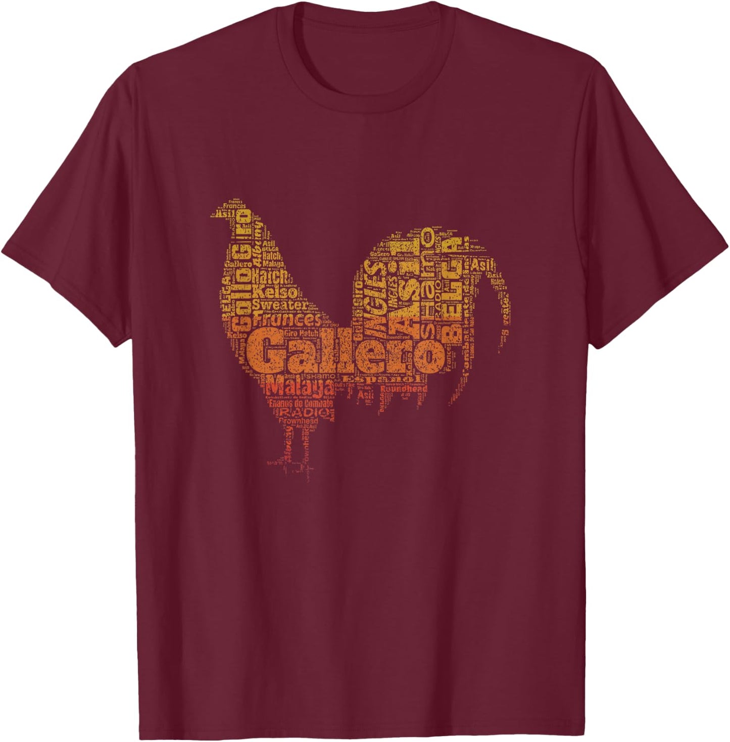 Gallero Tipos De Gallo De Pelea Silueta De Gallo T-Shirt - T-Shirt | Maroon
