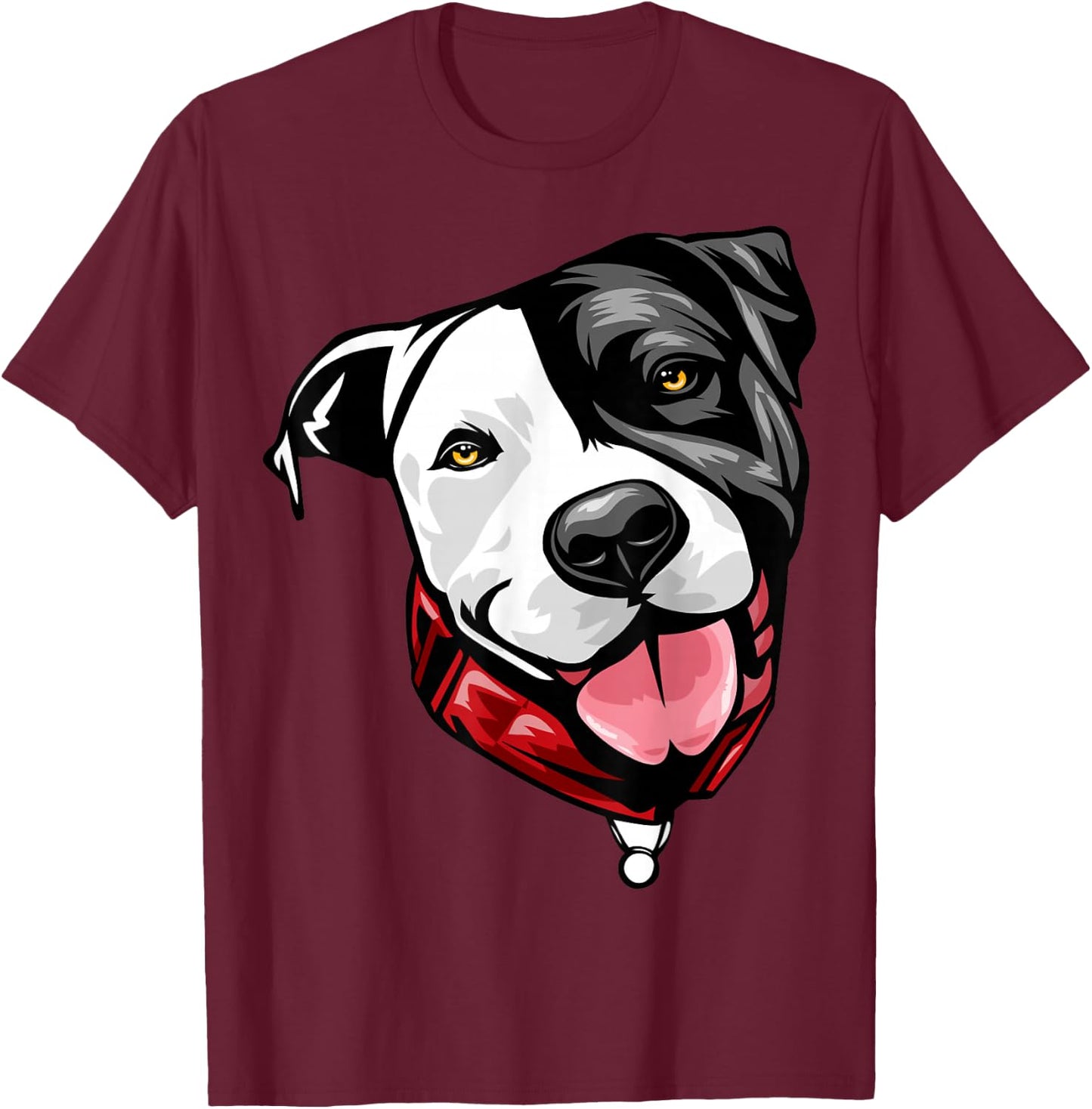 Cool Pit Bull Face T-Shirt - T-Shirt | Maroon
