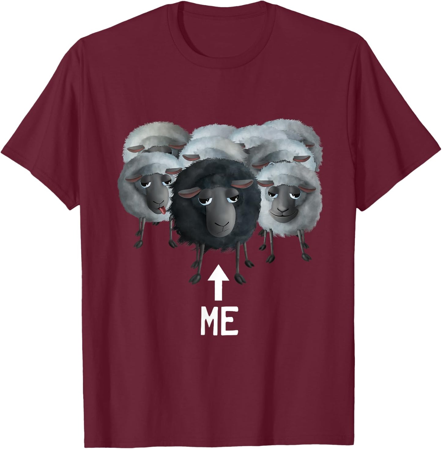 Sweet Sheep - me the black sheep (D010-0906A) T-Shirt - T-Shirt | Maroon