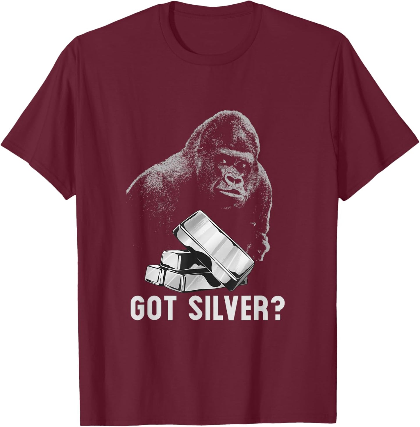 Silver Back Monkey Has Silver Wallstreetsilver T-Shirt - T-Shirt | Maroon