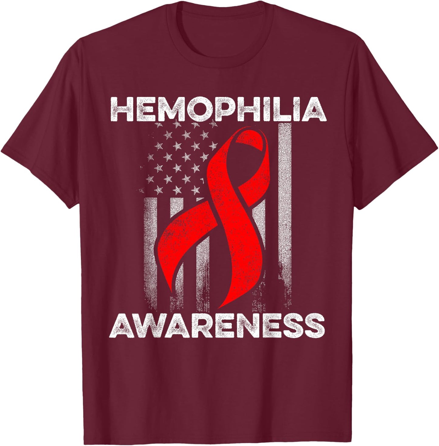 Hemophilia Awareness Survivor USA Flags Warrior T-Shirt - T-Shirt | Maroon