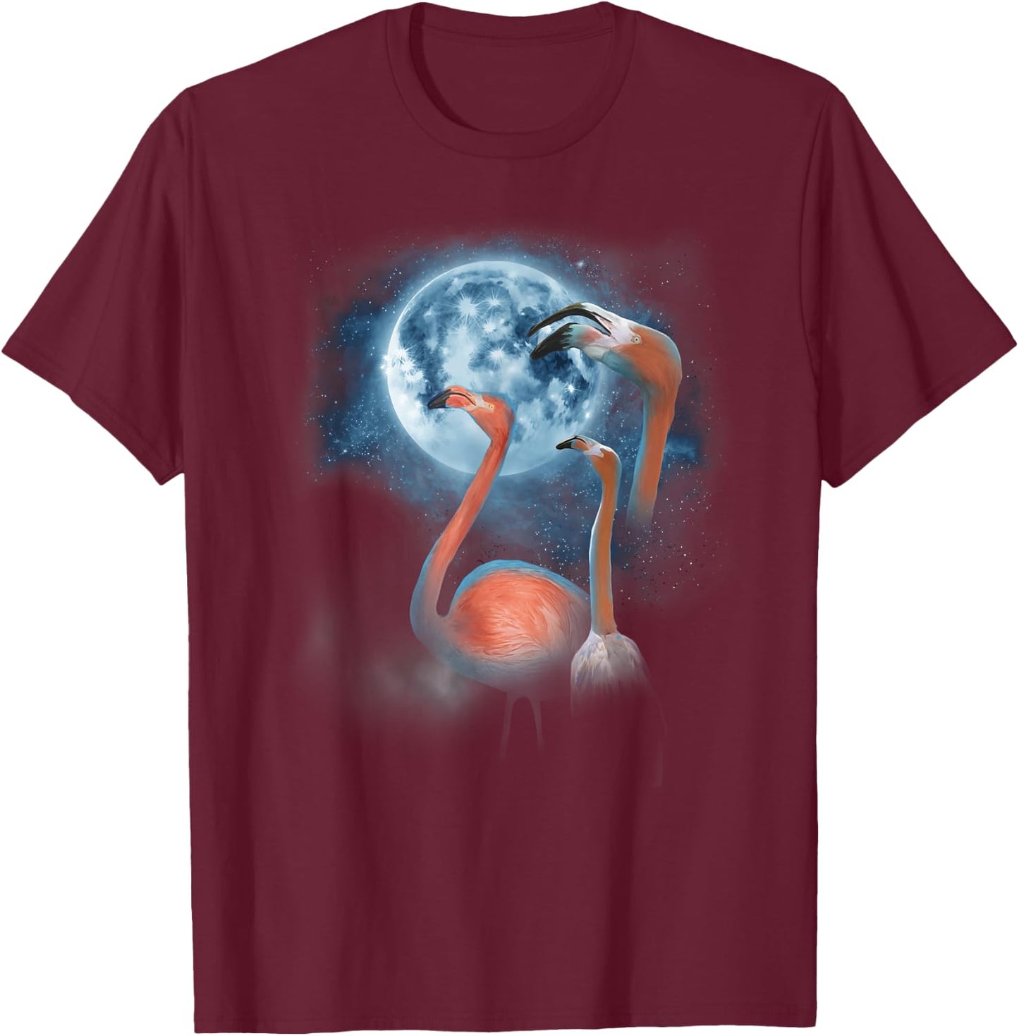 Funny Flamingo Shirt - Howling at the Moon Funny Flamingo T-Shirt - T-Shirt | Maroon