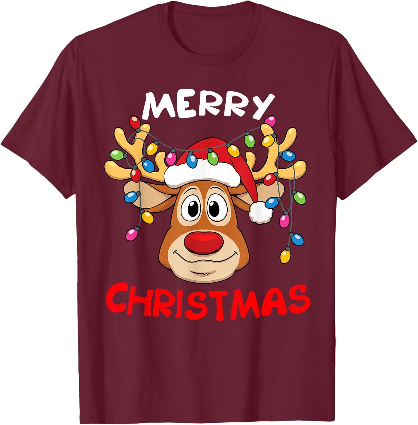 Merry Christmas Reindeer Xmas Family Men Women T-Shirt - T-Shirt | Maroon