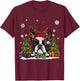 Funny Dog Boston Terrier Santa Hat Ugly Christmas Sweater Women Kids T-Shirt - T-Shirt | Maroon