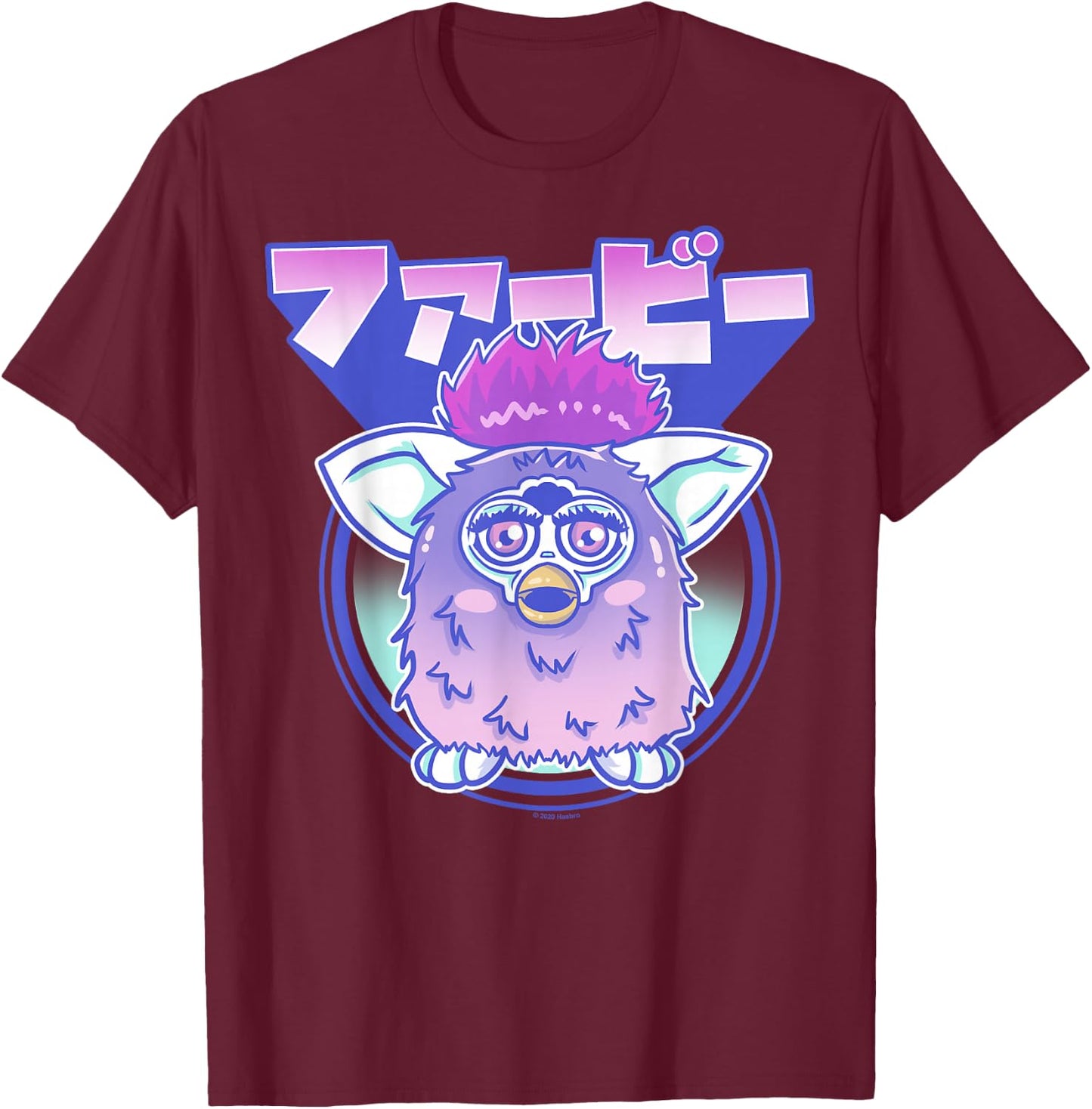 Gagaciso Furby Retro Pink Circle Kanji Portrait T-Shirt - T-Shirt | Maroon
