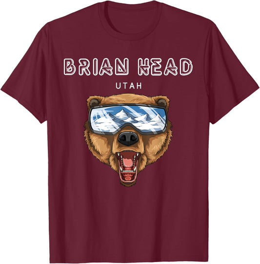Brian Head Utah - USA Grizzly Ski Gift T-Shirt - T-Shirt | Maroon