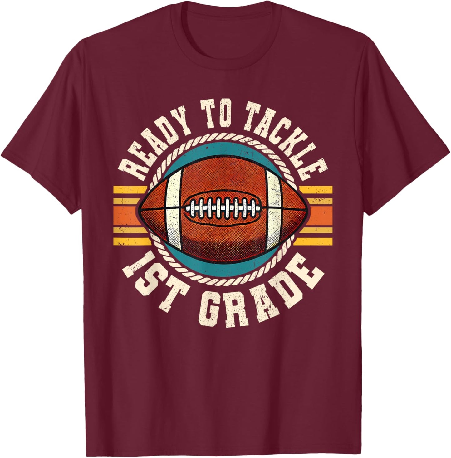 Ready To Tackle 1st Grade Football First Day Boys Toddlers T-Shirt - T-Shirt | Maroon