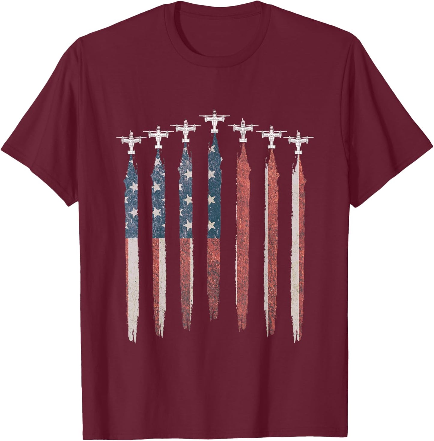V-22 Osprey Military Helicopter American Flag V22 Squadron T-Shirt - T-Shirt | Maroon