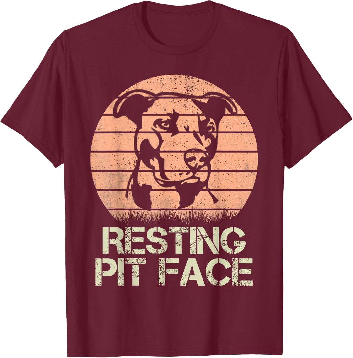 Resting Pit Face Dog Lover Vintage T-Shirt - T-Shirt | Maroon