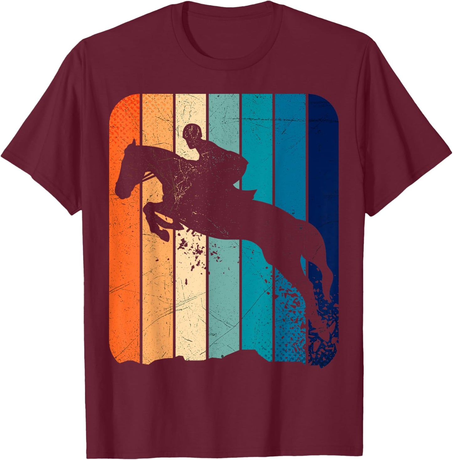 Girl Horse Stadium Jumping Equestrian Shirt Vintage Dressage T-Shirt - T-Shirt | Maroon