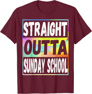 Straight Outta Sunday School Graduation Gifts T-Shirt - T-Shirt | Maroon