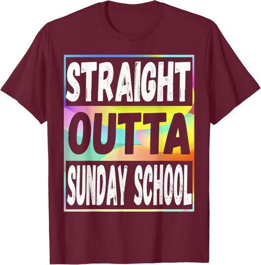 Straight Outta Sunday School Graduation Gifts T-Shirt - T-Shirt | Maroon
