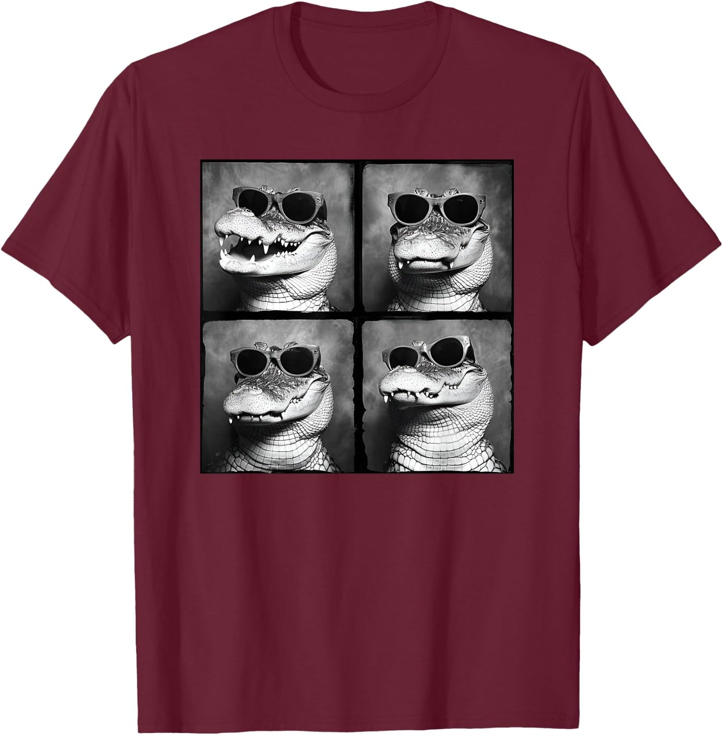Funny Crocodile In Sunglasses Quirky Alligator Funny Gator T-Shirt - T-Shirt | Maroon