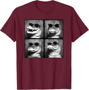 Funny Crocodile In Sunglasses Quirky Alligator Funny Gator T-Shirt - T-Shirt | Maroon