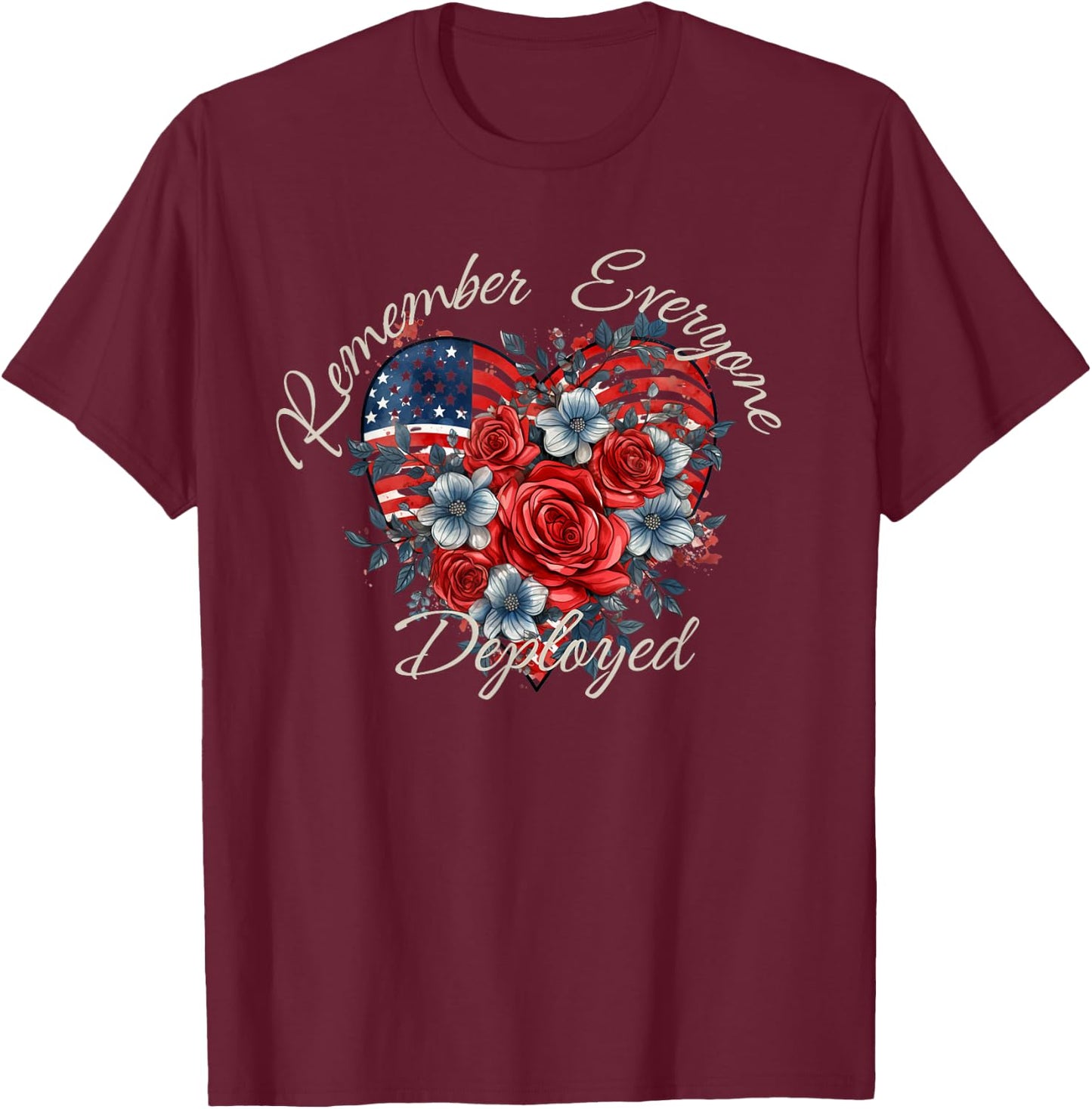 Remember Everyone Deployed, 4th July RED Friday Military T-Shirt - T-Shirt | Maroon