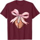 Coquette Bow Football Player American Football Season Funny T-Shirt - T-Shirt | Maroon