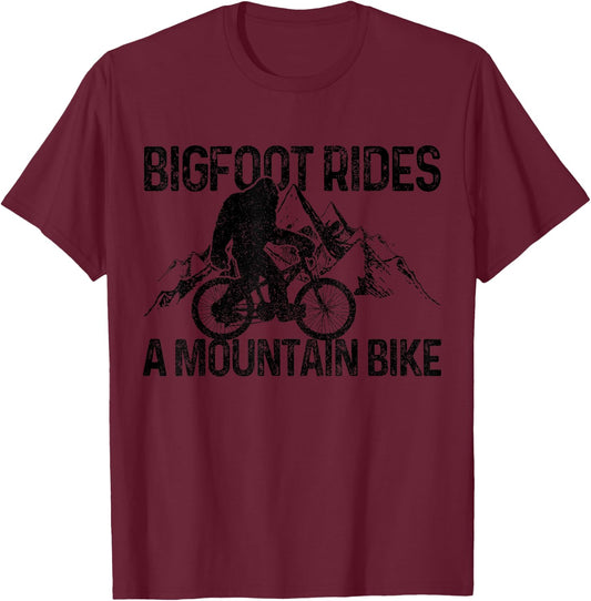 Bigfoot MTB Downhill Mountain Bike Funny Gift T-Shirt - T-Shirt | Maroon
