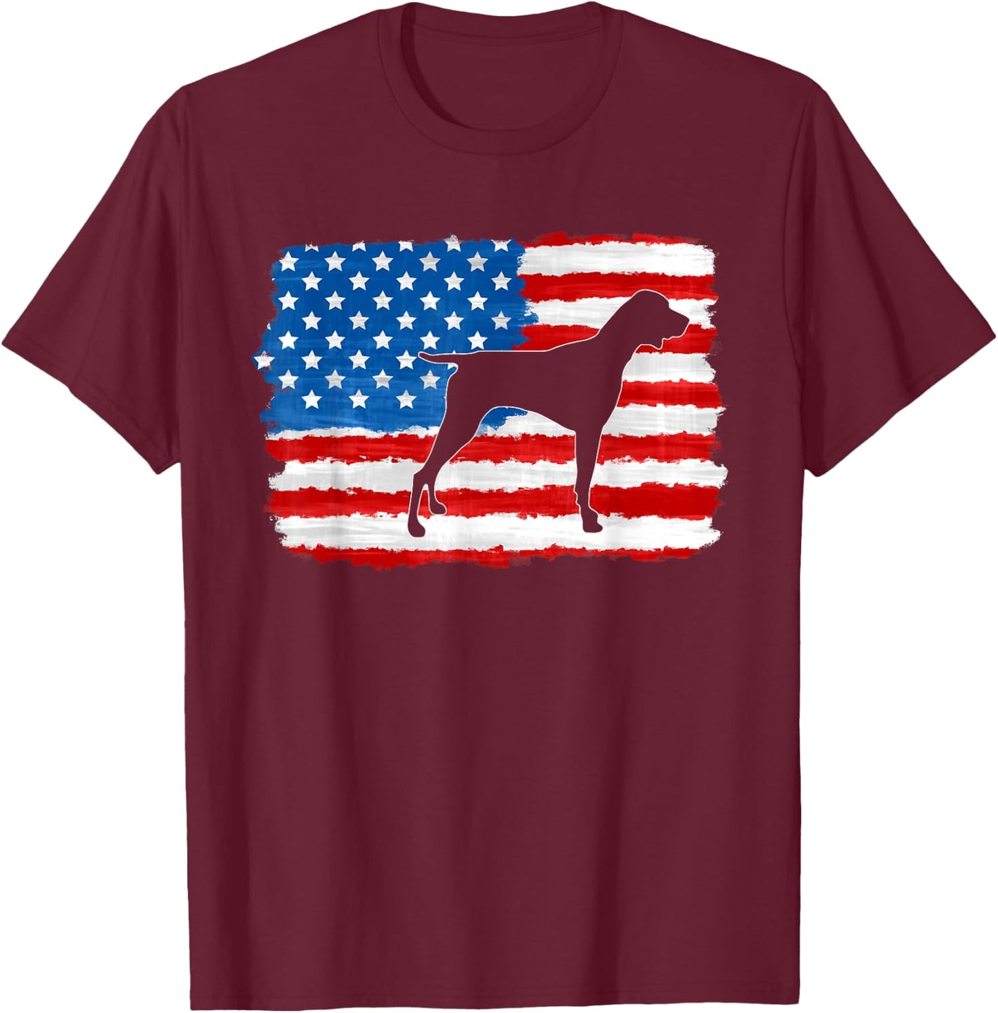 German Shorthaired Pointer 4th of July American Flag GSP Dog T-Shirt - T-Shirt | Maroon