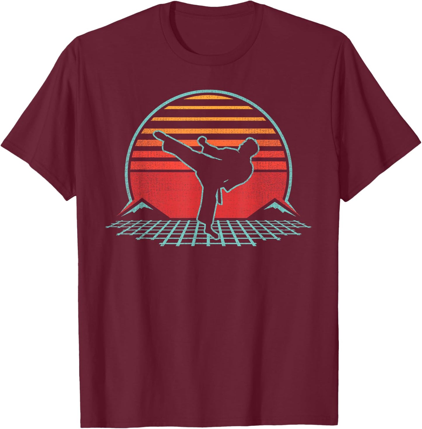 Karate Retro 80s Style T-Shirt - T-Shirt | Maroon