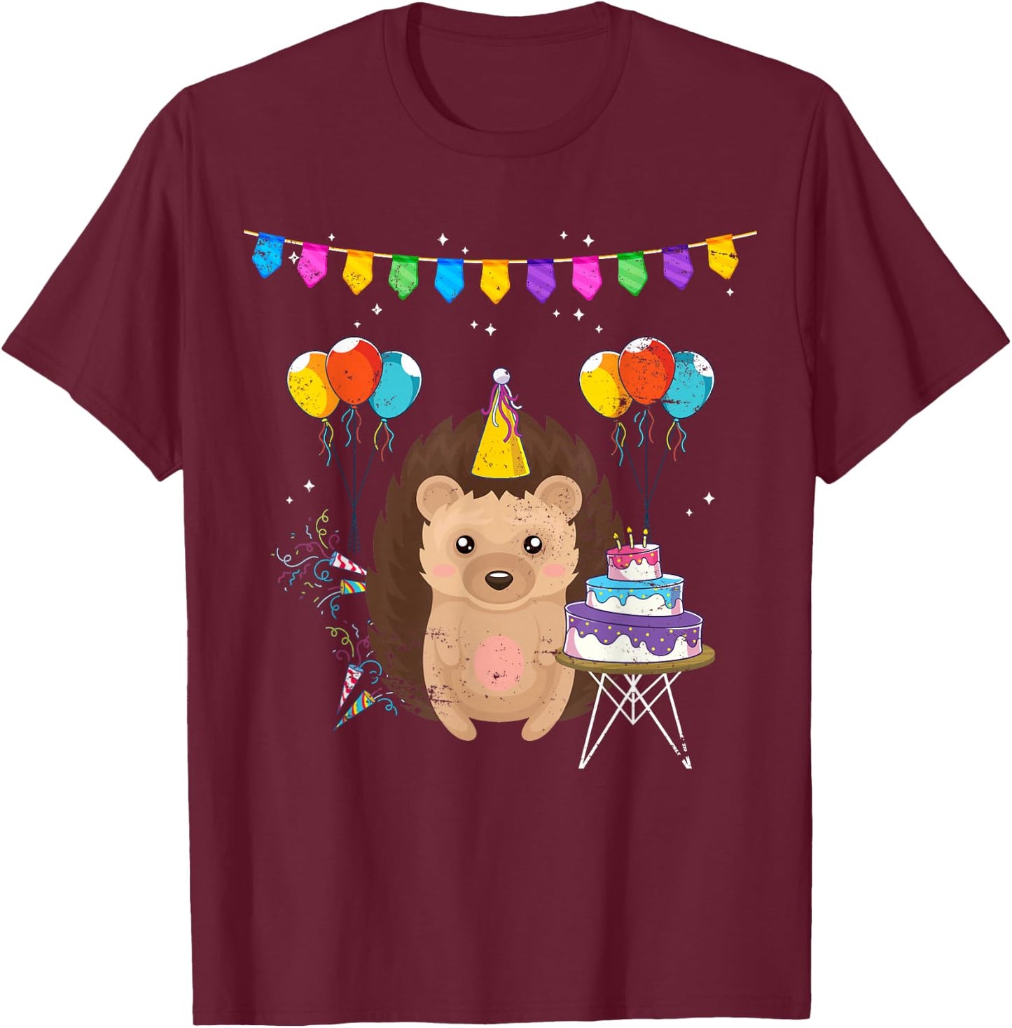 Forest Dwellers Animal Lover Forest Animal Children's Birthday Hedgehog T-Shirt - T-Shirt | Maroon