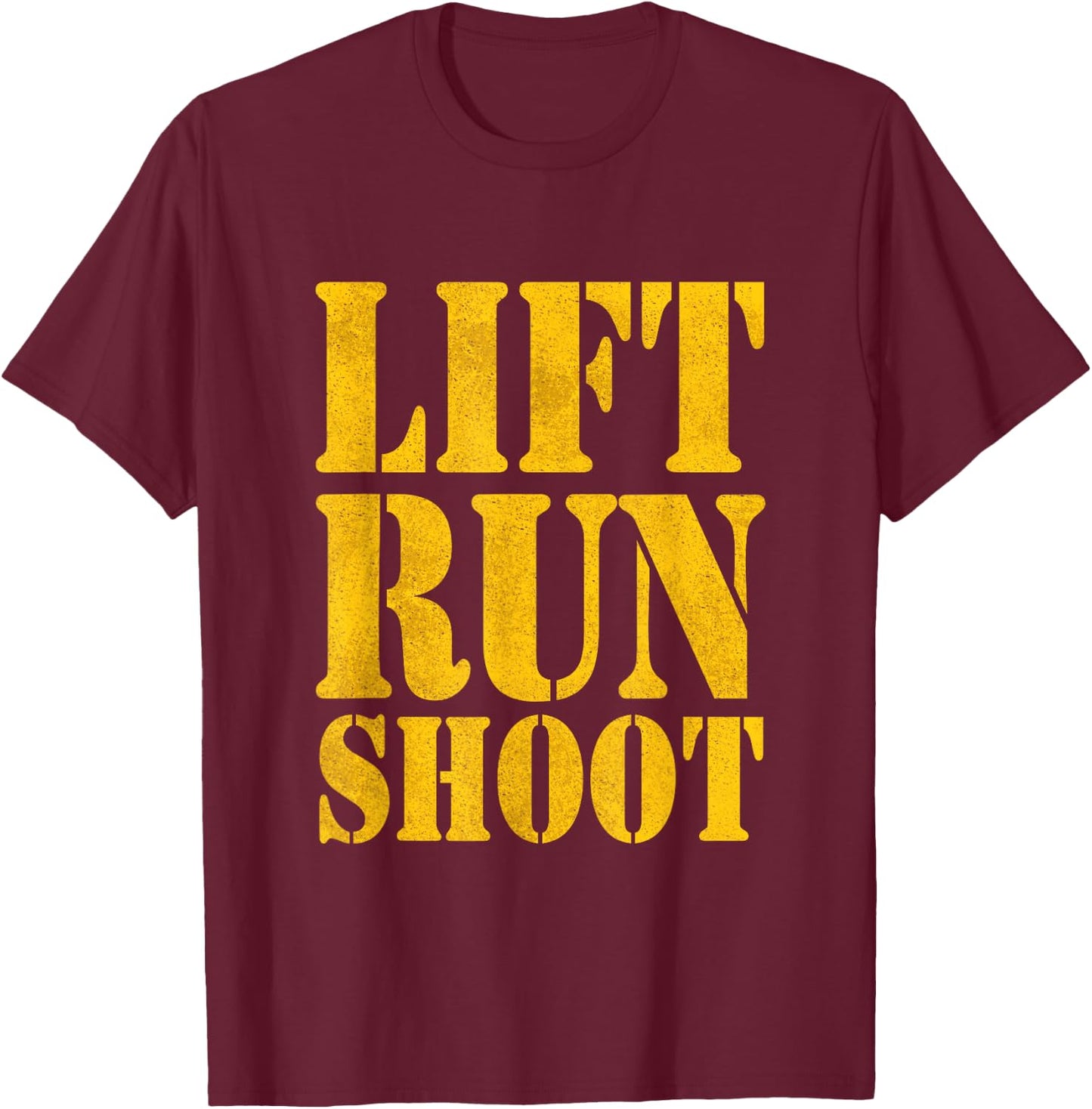 Lift Run Shoot Military Police Gym Day T-Shirt - T-Shirt | Maroon
