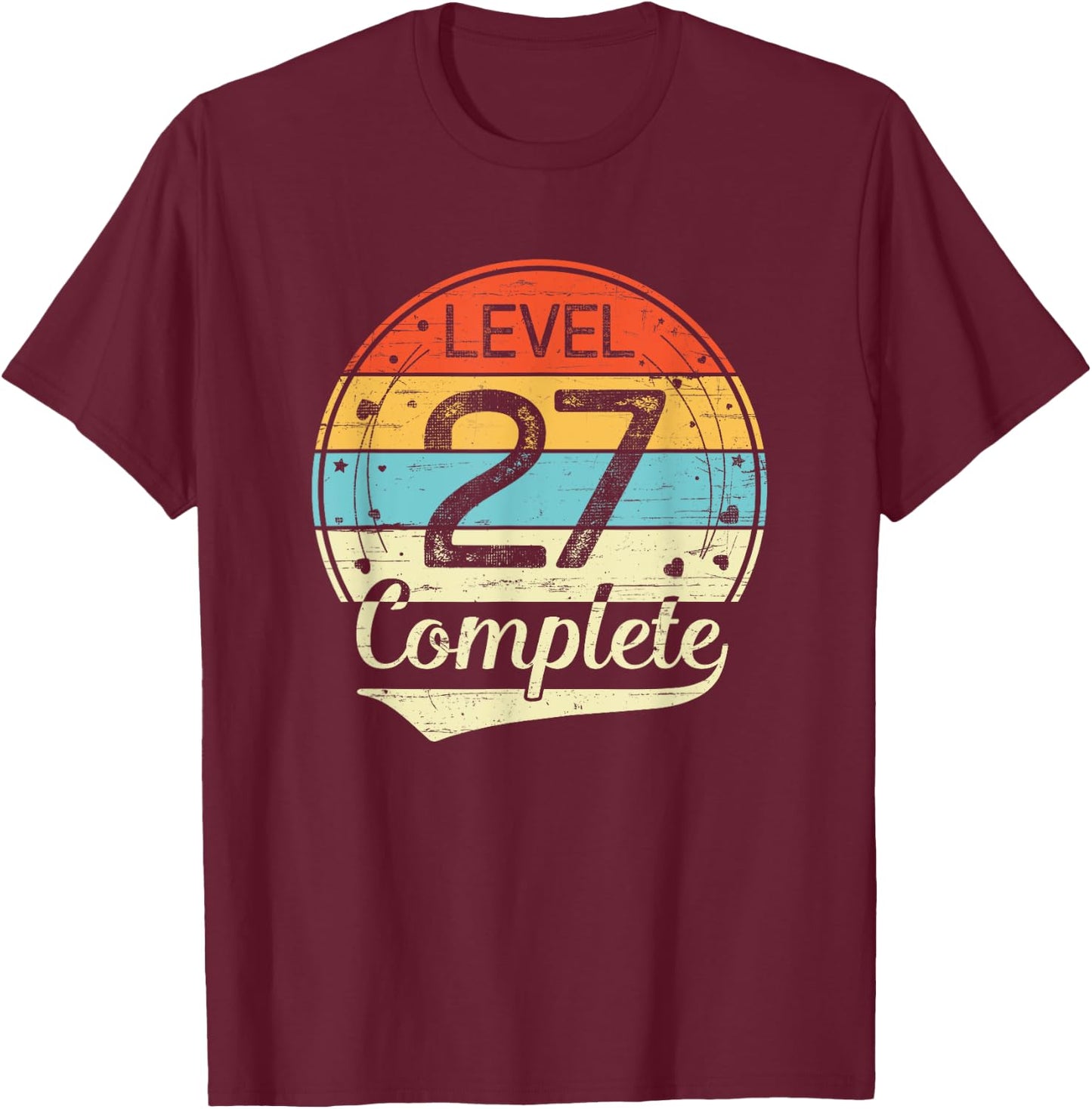 Level 27 Complete Retro 27th Wedding Anniversary T-Shirt - T-Shirt | Maroon