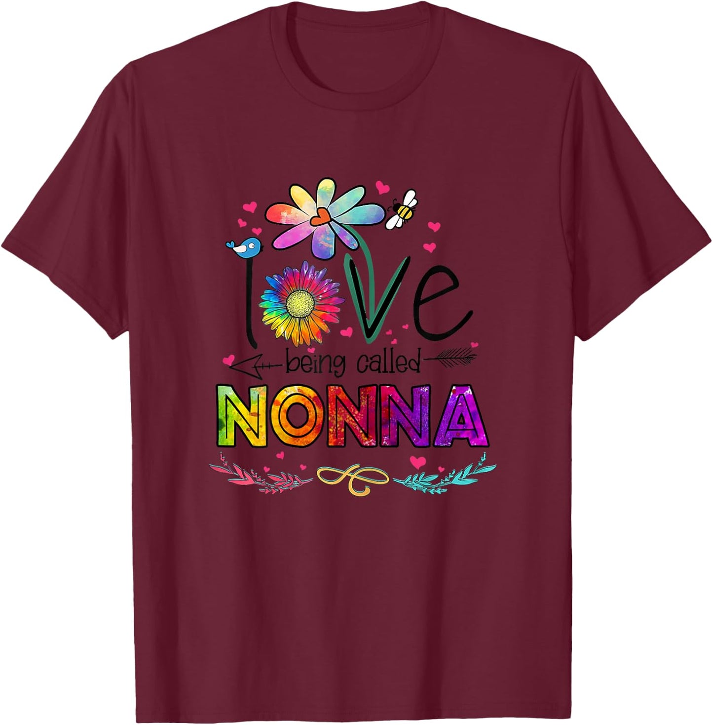 I Love Being Called Nonna Daisy Flower Cute Mother's Day T-Shirt - T-Shirt | Maroon