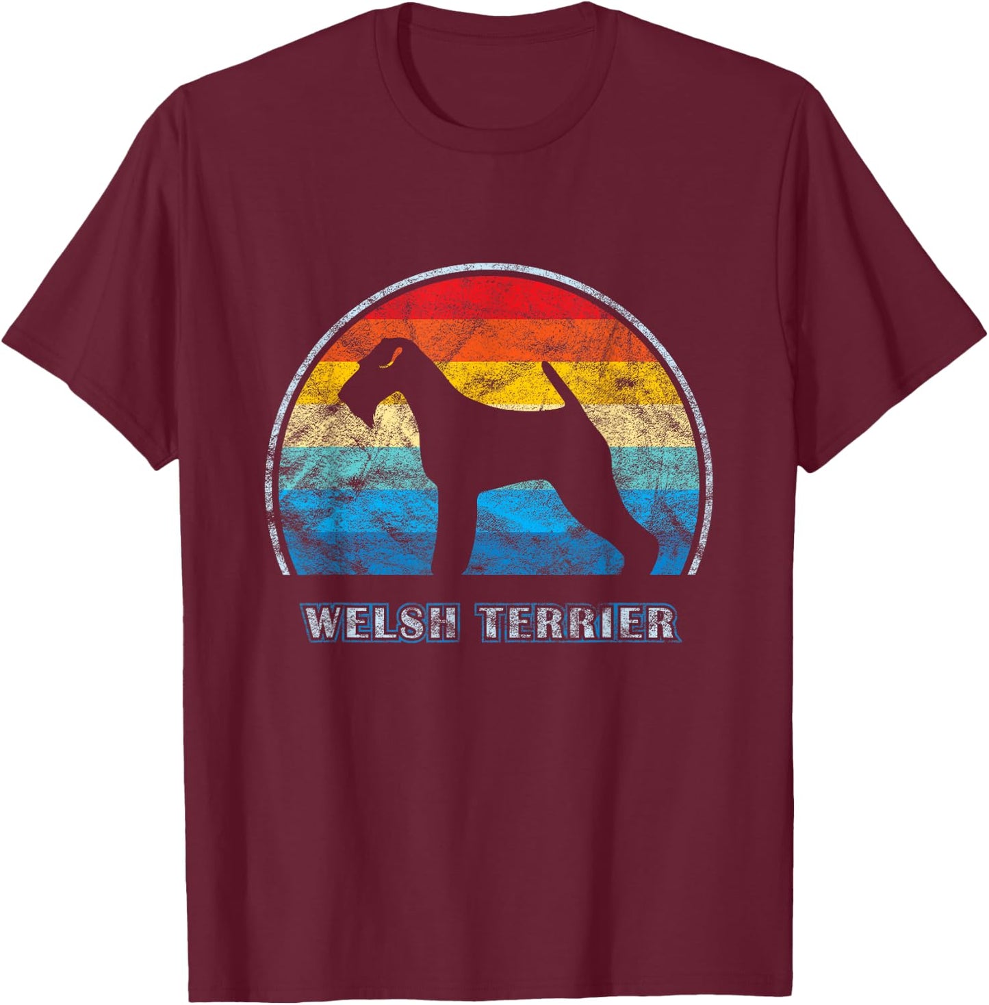 Welsh Terrier Vintage Design Dog Men Women Girls Kids T-Shirt - T-Shirt | Maroon