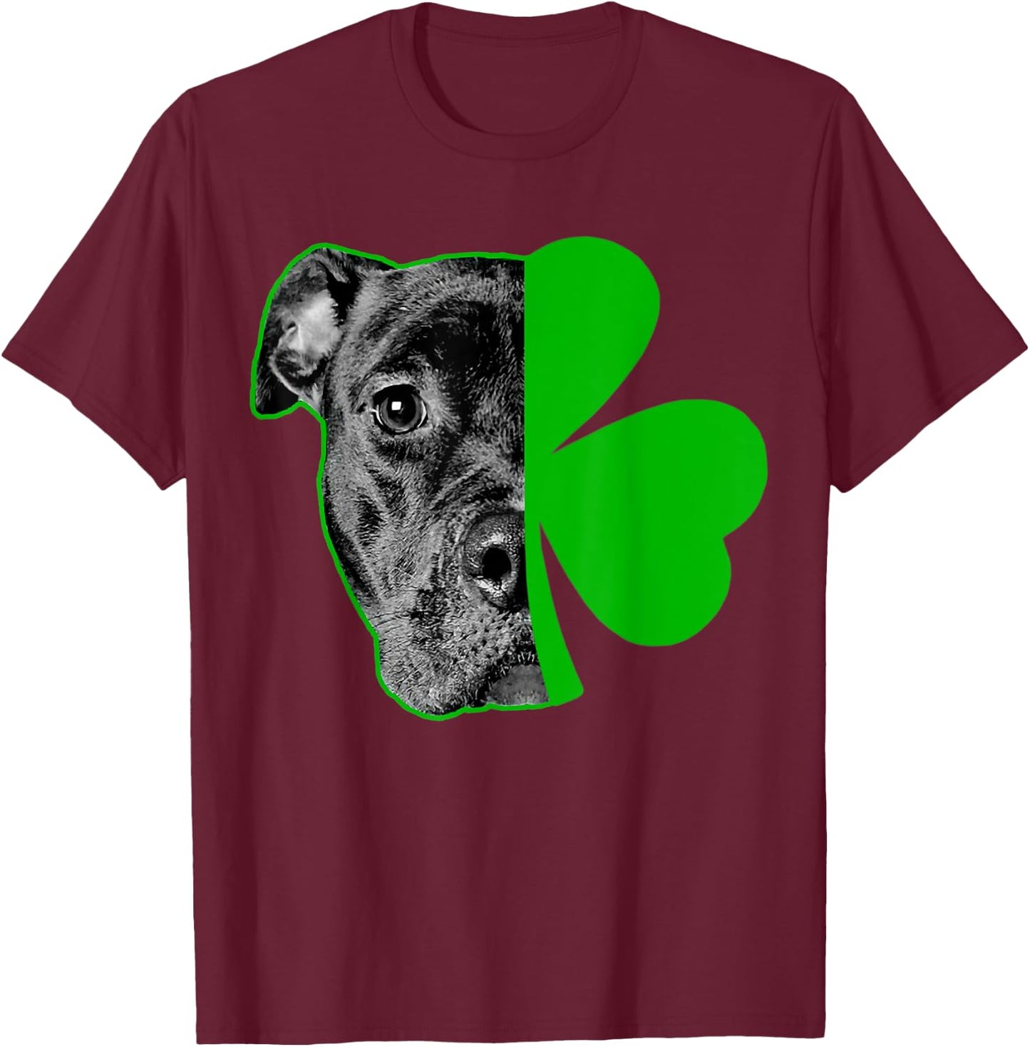 Pitbull Love and Lucky Irish Shamrock Saint St Patricks Day T-Shirt - T-Shirt | Maroon