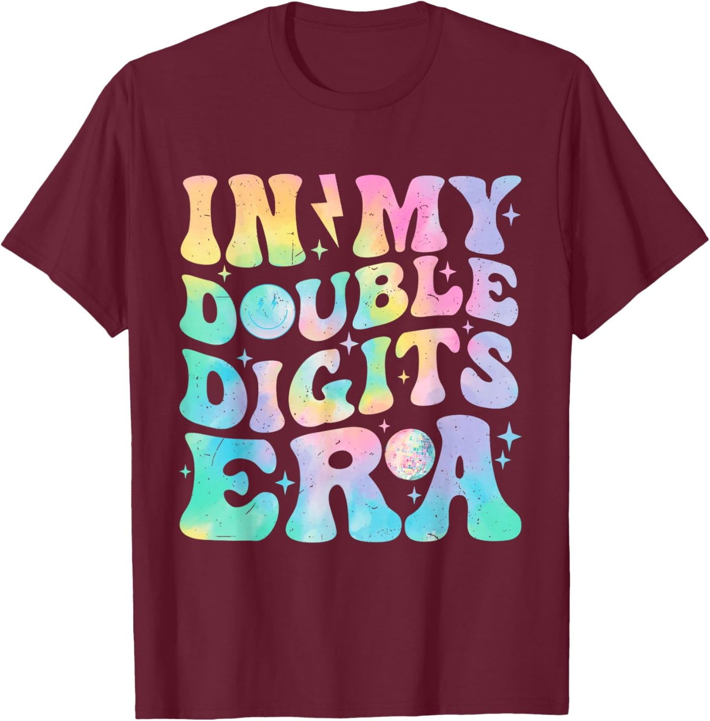 in My Double Digits Era Birthday Tie Dye Girls T-Shirt - T-Shirt | Maroon