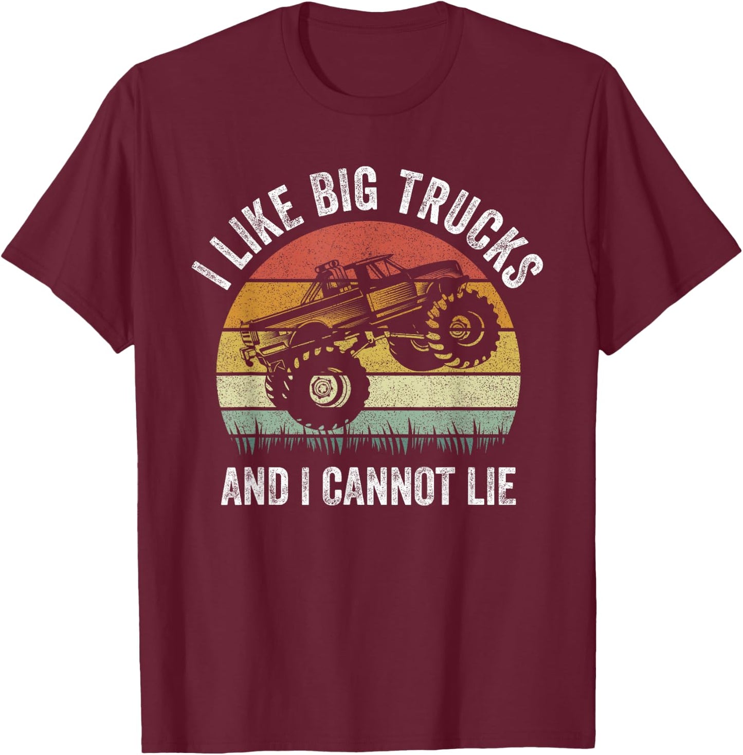 Retro I Like Big Trucks And I Cannot Lie Monstertruck Engine T-Shirt - T-Shirt | Maroon