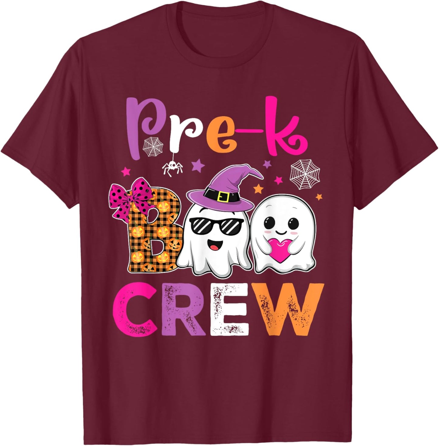 Funny Pre-K Boo Crew Teacher Kids Halloween Spooky Costume T-Shirt - T-Shirt | Maroon