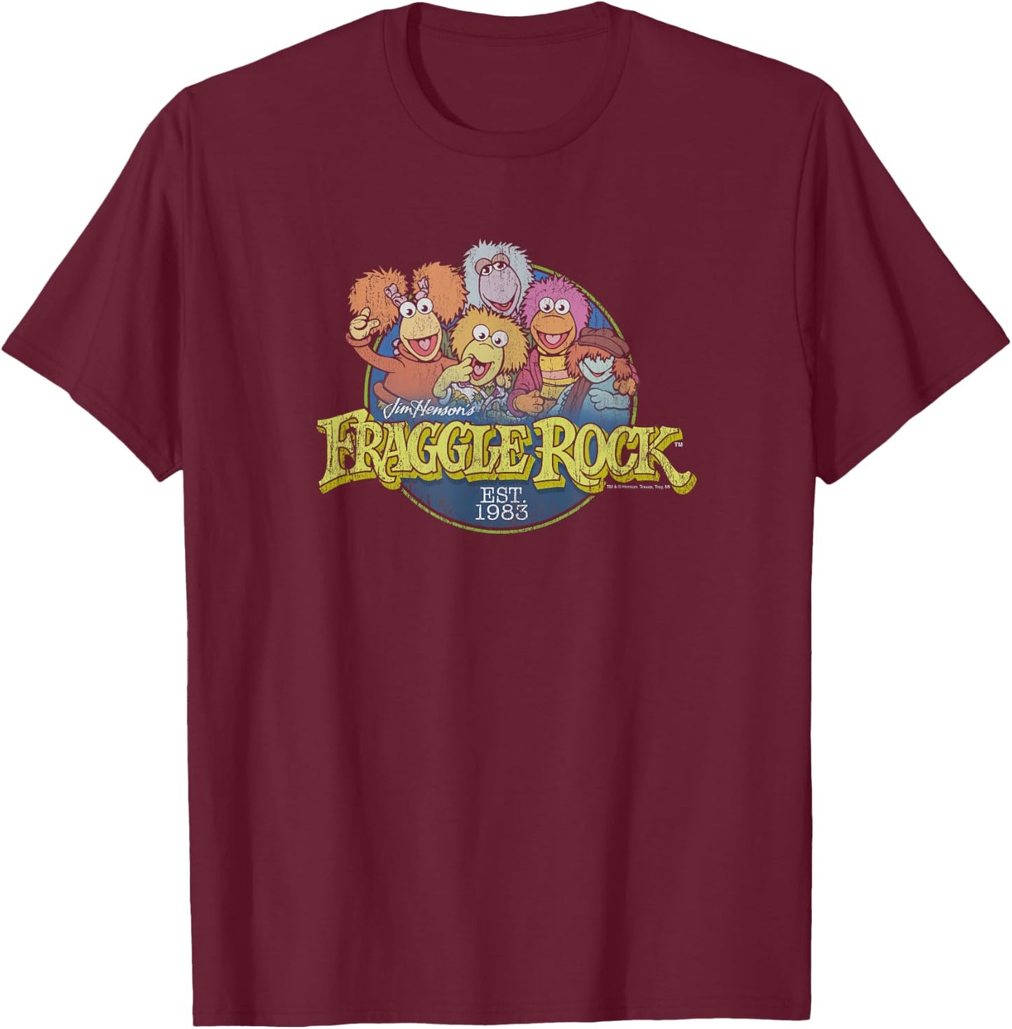 Fraggle Rock Circle Logo T-Shirt - T-Shirt | Maroon