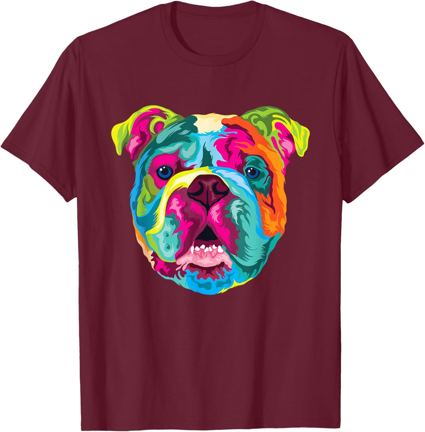 Pop Art English Bulldog Pet Paw Gift Men Women Dog Lover T-Shirt - T-Shirt | Maroon