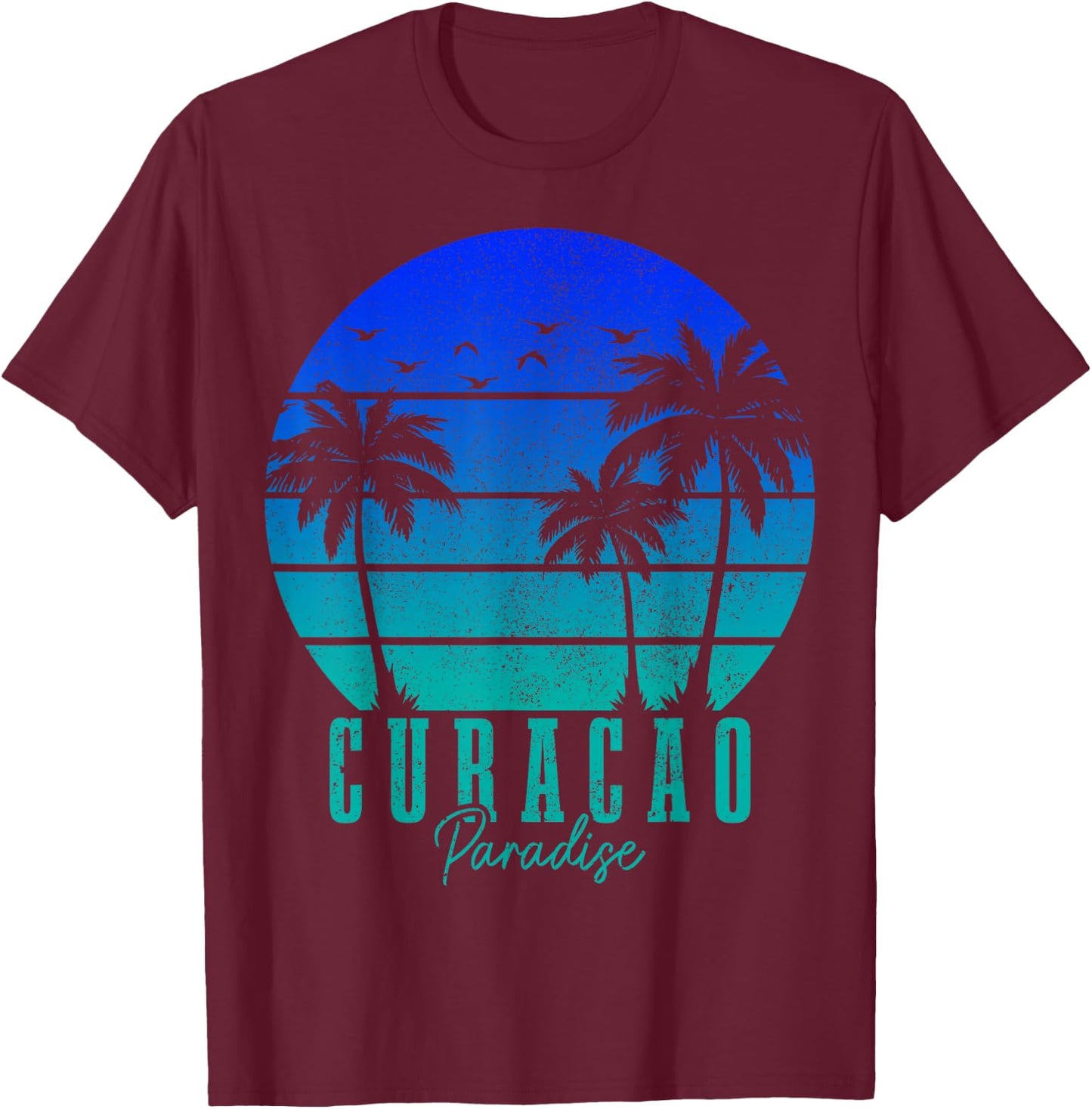 Curacao Vintage Surfer Palm Trees Caribbean Souvenir T-Shirt - T-Shirt | Maroon