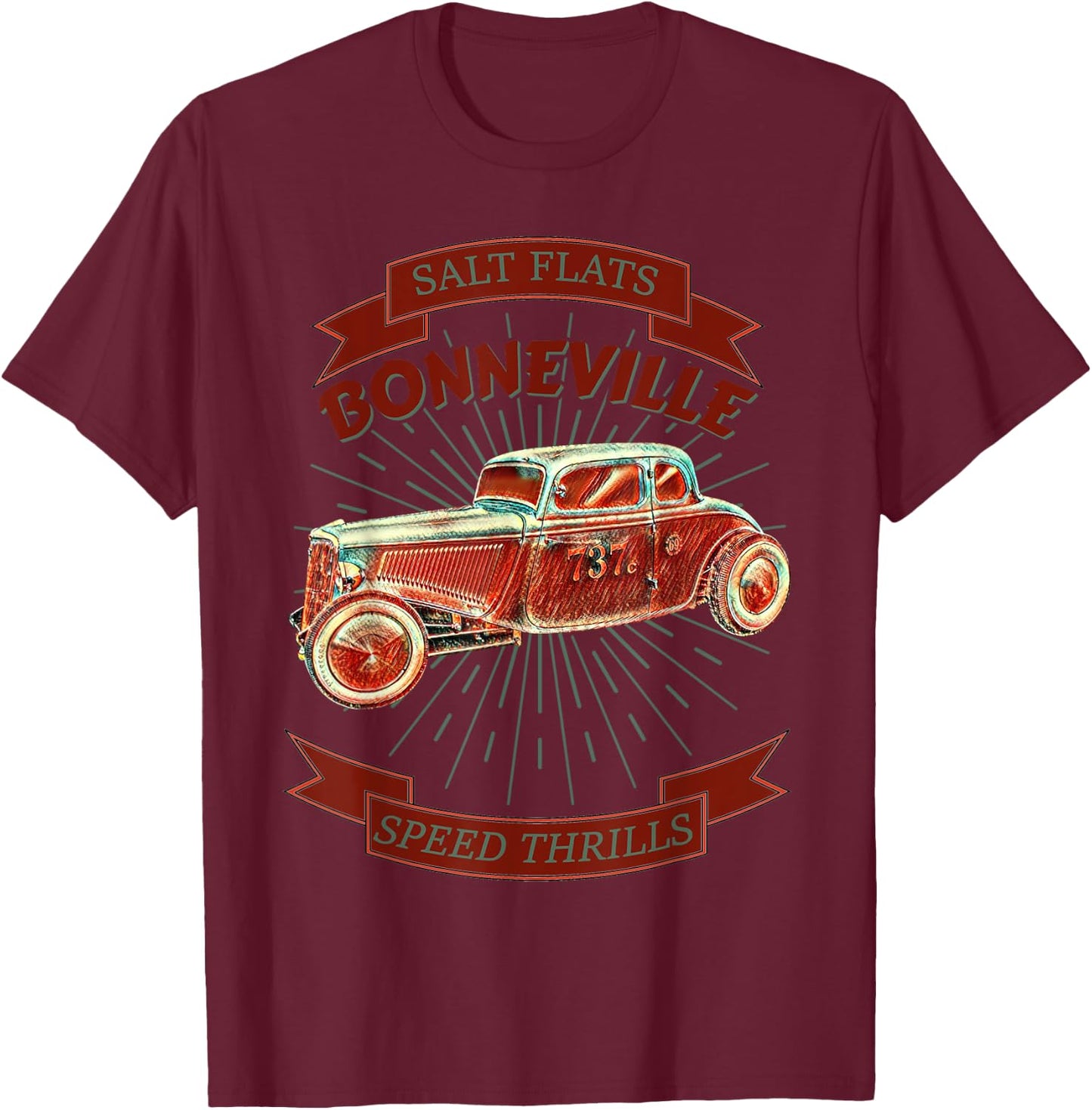 Bonneville Salt Flats Vintage Retro Hot Rod Race Car T-Shirt - T-Shirt | Maroon
