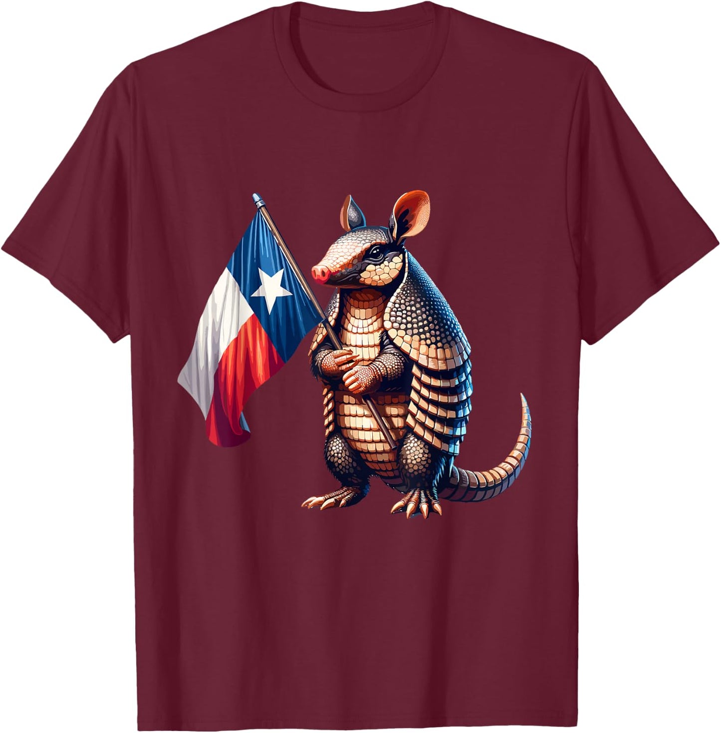 Texas Flag Texan Armadillo T-Shirt - T-Shirt | Maroon