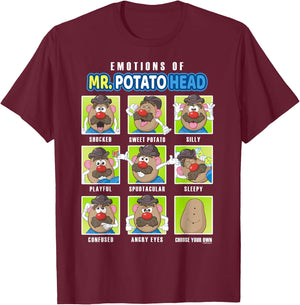 Mr. Potato Head Emotions Color Retro Box Up Faces T-Shirt - T-Shirt | Maroon