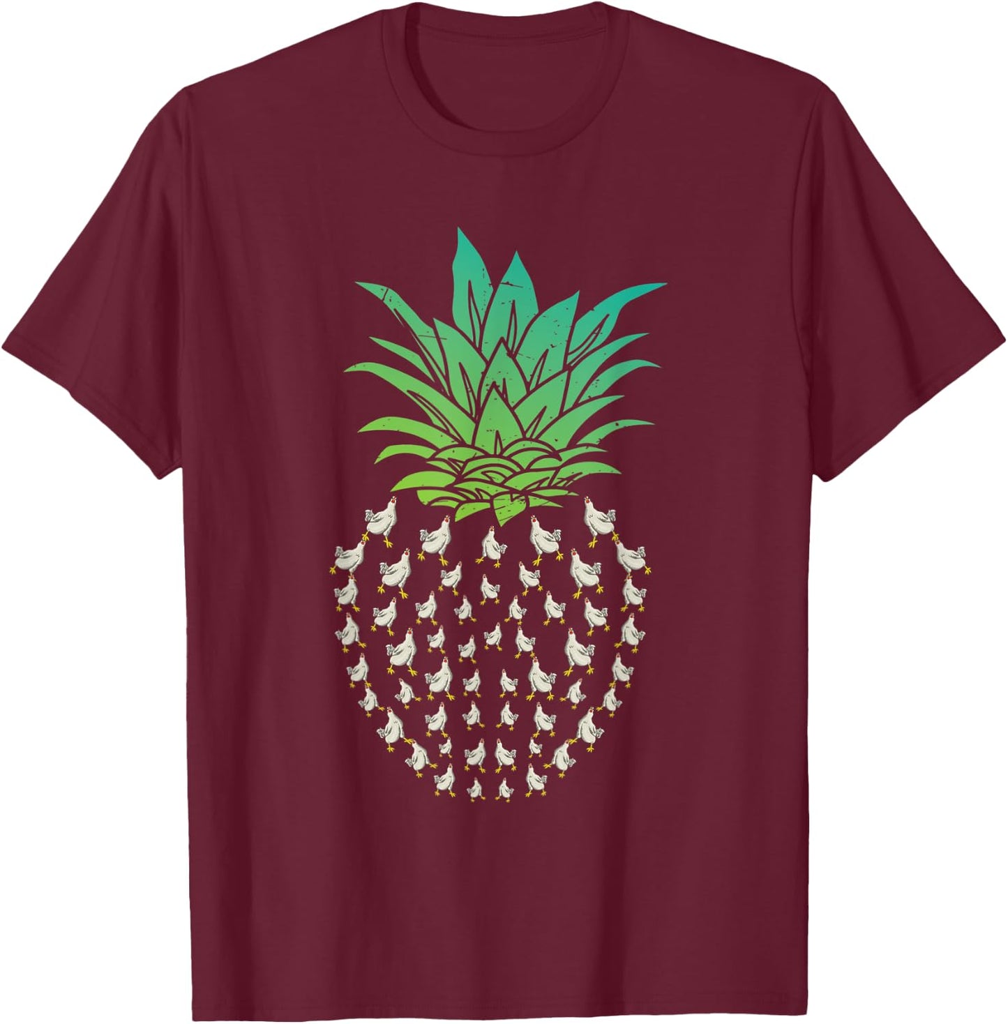 Farm Animal Bird Hen Pineapple Chicken T-Shirt - T-Shirt | Maroon