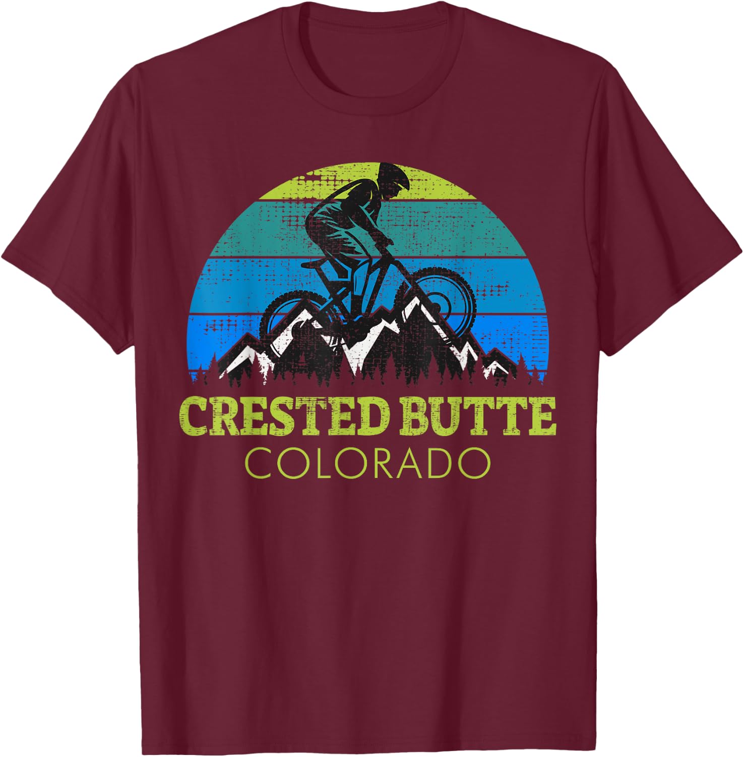Crested Butte Colorado Mountain Biking T-Shirt - T-Shirt | Maroon