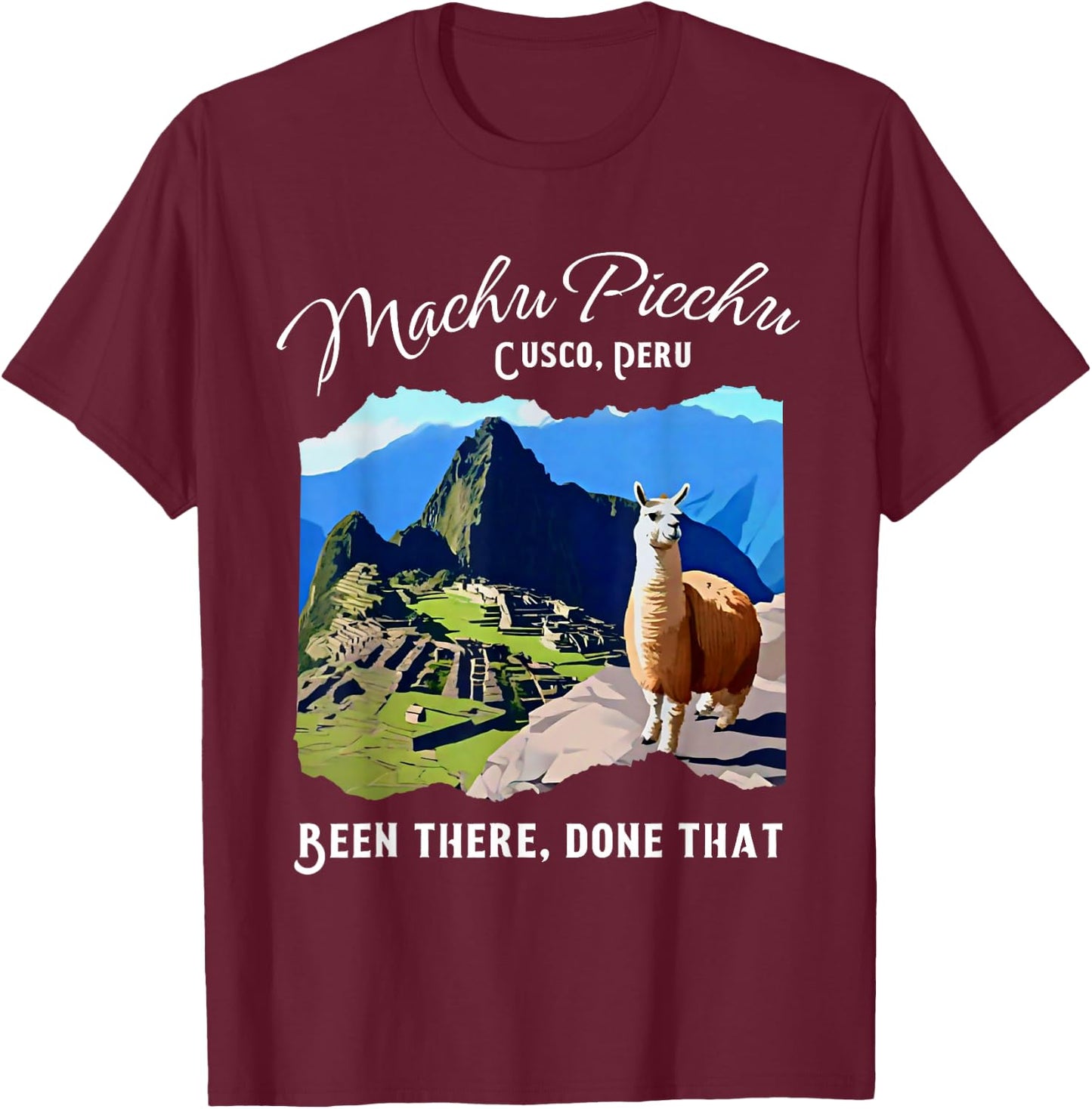 Peru Cusco Llama Souvenir Machu Picchu T-Shirt - T-Shirt | Maroon
