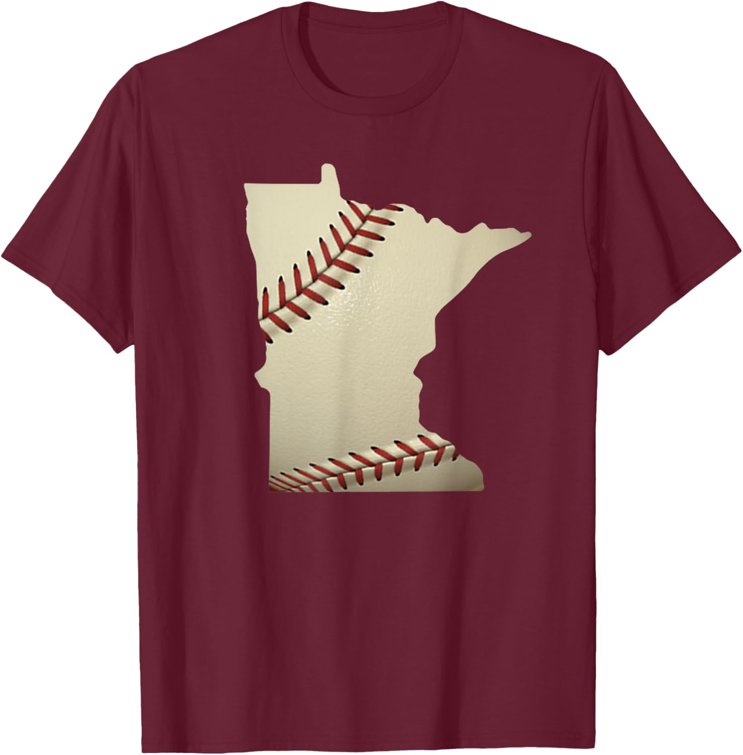 Minnesota Baseball State Map Softball Love MN USA Fan T-Shirt - T-Shirt | Maroon