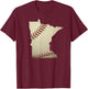 Minnesota Baseball State Map Softball Love MN USA Fan T-Shirt - T-Shirt | Maroon