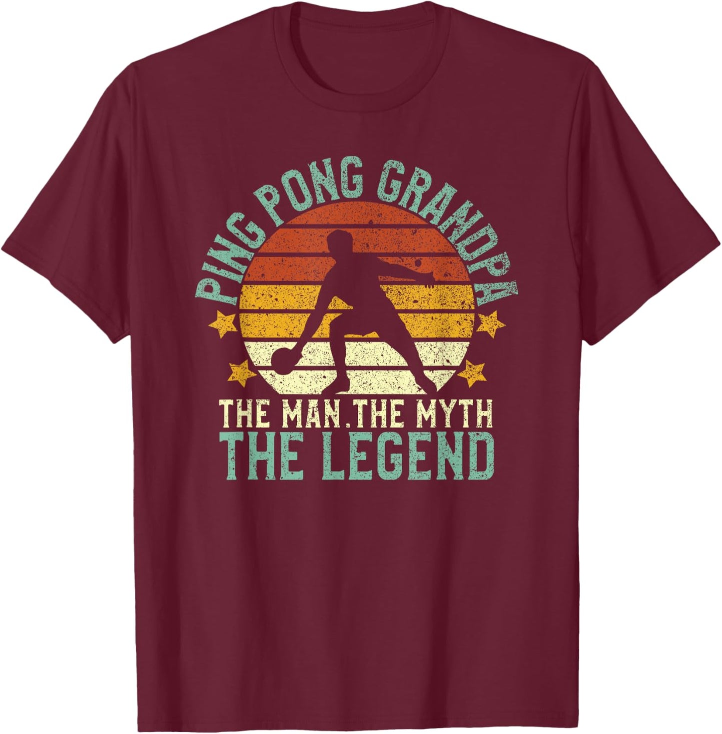 Ping Pong Grandpa The Man The Myth The Legend Table Tennis T-Shirt - T-Shirt | Maroon