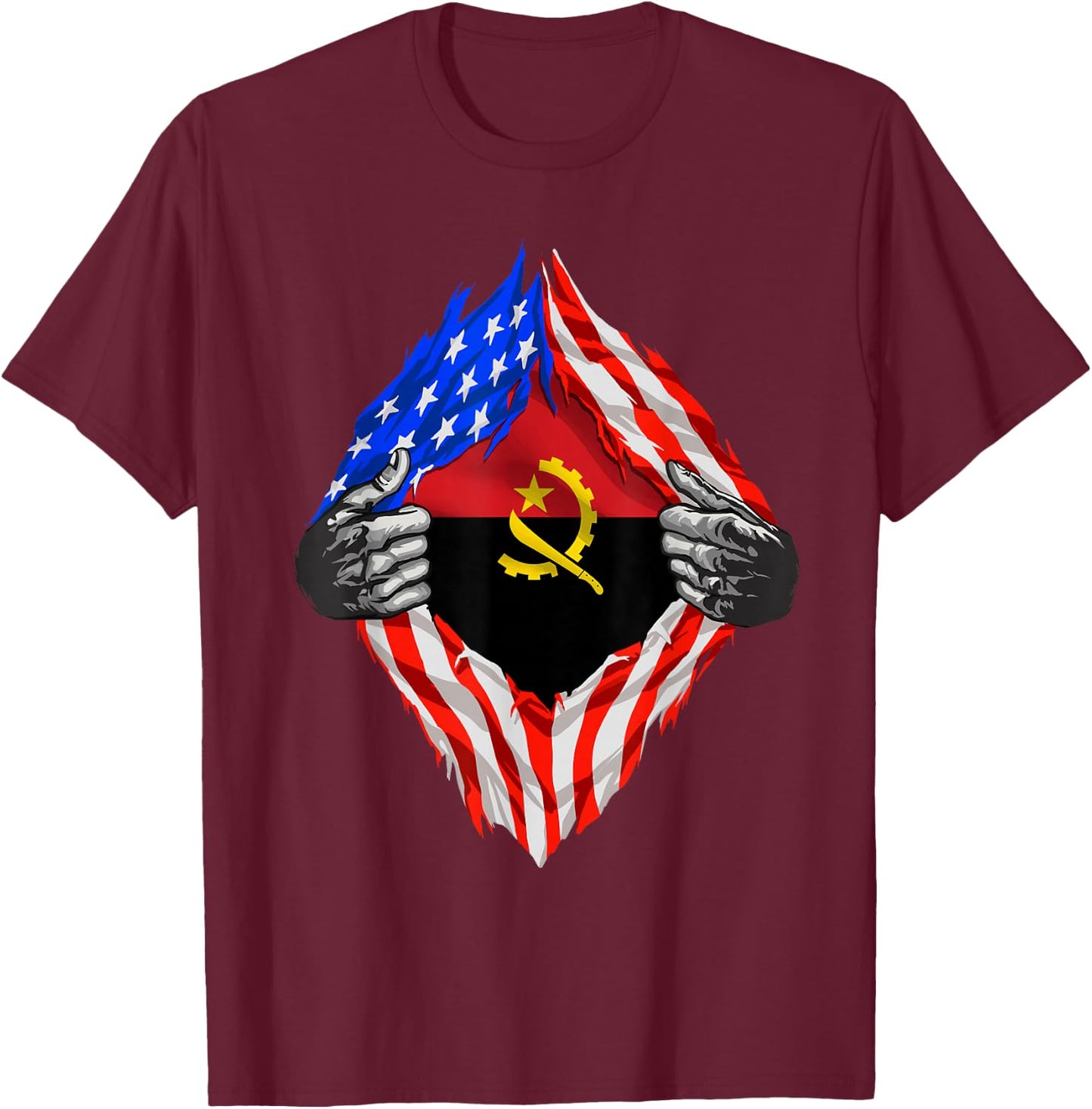 Angola Shirt Super Angola Flag Central Africa Angolan Roots T-Shirt - T-Shirt | Maroon